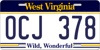 WV license plate OCJ378