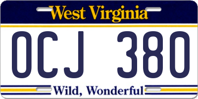 WV license plate OCJ380