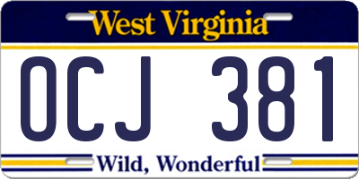 WV license plate OCJ381