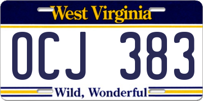 WV license plate OCJ383