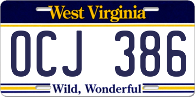 WV license plate OCJ386