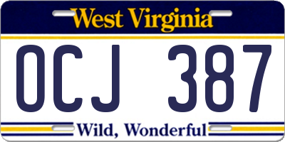 WV license plate OCJ387