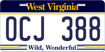 WV license plate OCJ388