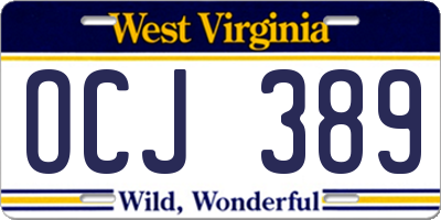 WV license plate OCJ389