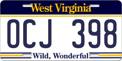 WV license plate OCJ398
