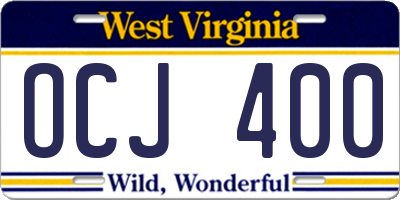 WV license plate OCJ400