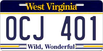 WV license plate OCJ401