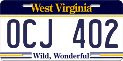 WV license plate OCJ402