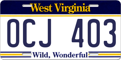 WV license plate OCJ403
