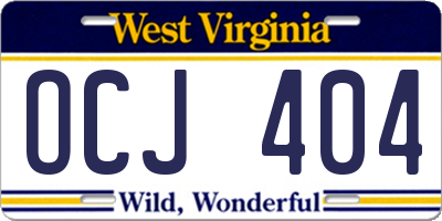 WV license plate OCJ404