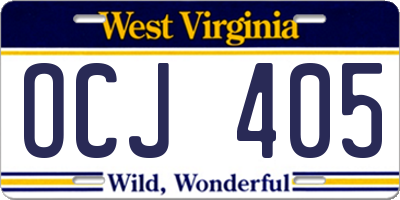 WV license plate OCJ405