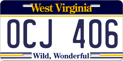 WV license plate OCJ406