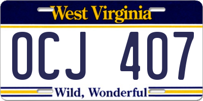 WV license plate OCJ407