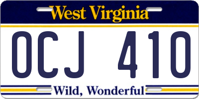 WV license plate OCJ410