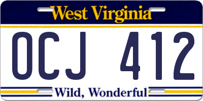 WV license plate OCJ412