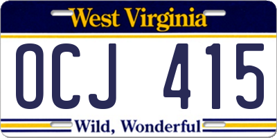 WV license plate OCJ415