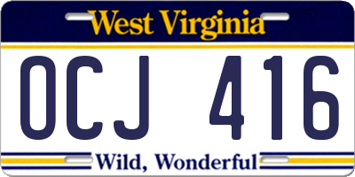 WV license plate OCJ416