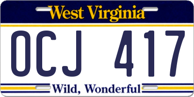 WV license plate OCJ417