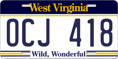 WV license plate OCJ418