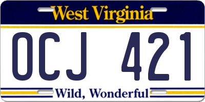 WV license plate OCJ421