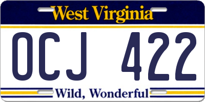 WV license plate OCJ422