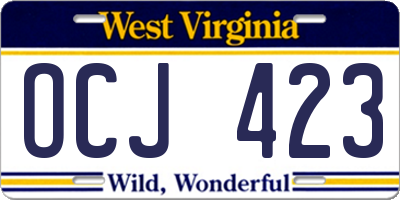 WV license plate OCJ423
