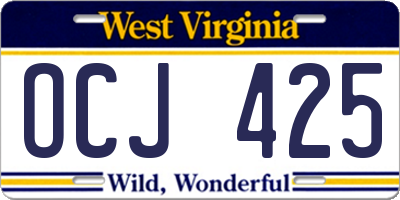 WV license plate OCJ425