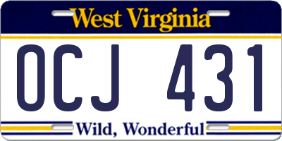 WV license plate OCJ431