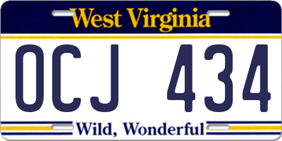 WV license plate OCJ434