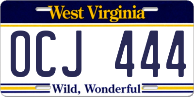 WV license plate OCJ444