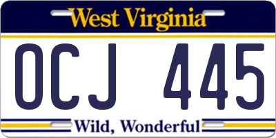 WV license plate OCJ445