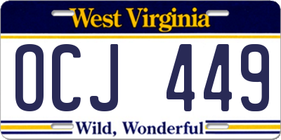WV license plate OCJ449