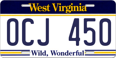 WV license plate OCJ450