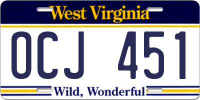 WV license plate OCJ451