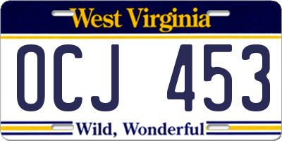 WV license plate OCJ453