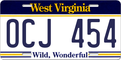 WV license plate OCJ454