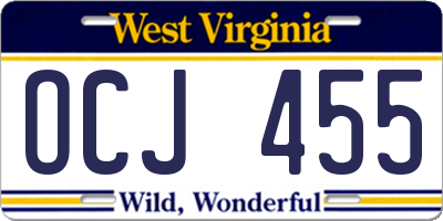 WV license plate OCJ455