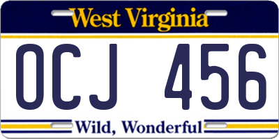 WV license plate OCJ456