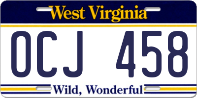WV license plate OCJ458