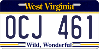 WV license plate OCJ461