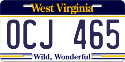 WV license plate OCJ465