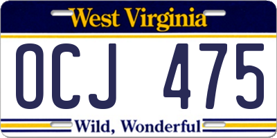 WV license plate OCJ475