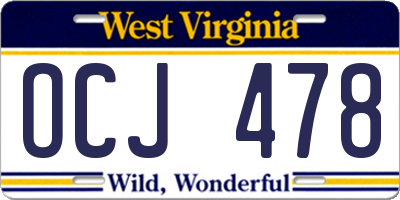 WV license plate OCJ478