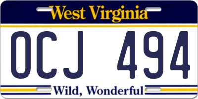 WV license plate OCJ494