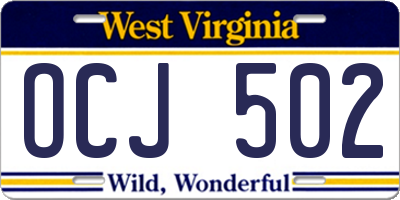 WV license plate OCJ502