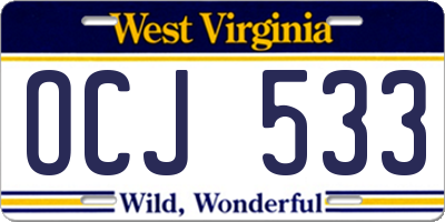 WV license plate OCJ533