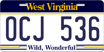 WV license plate OCJ536