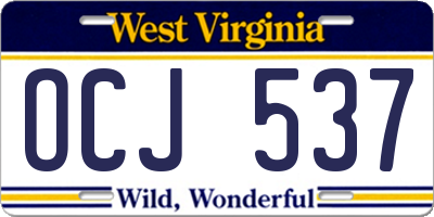 WV license plate OCJ537