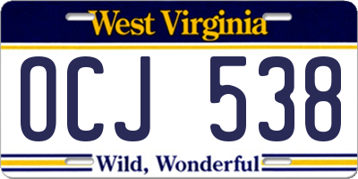 WV license plate OCJ538