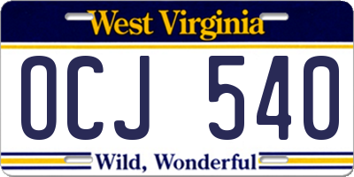 WV license plate OCJ540